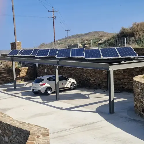 Winery Tinos - Photovoltaic panels over the parking area